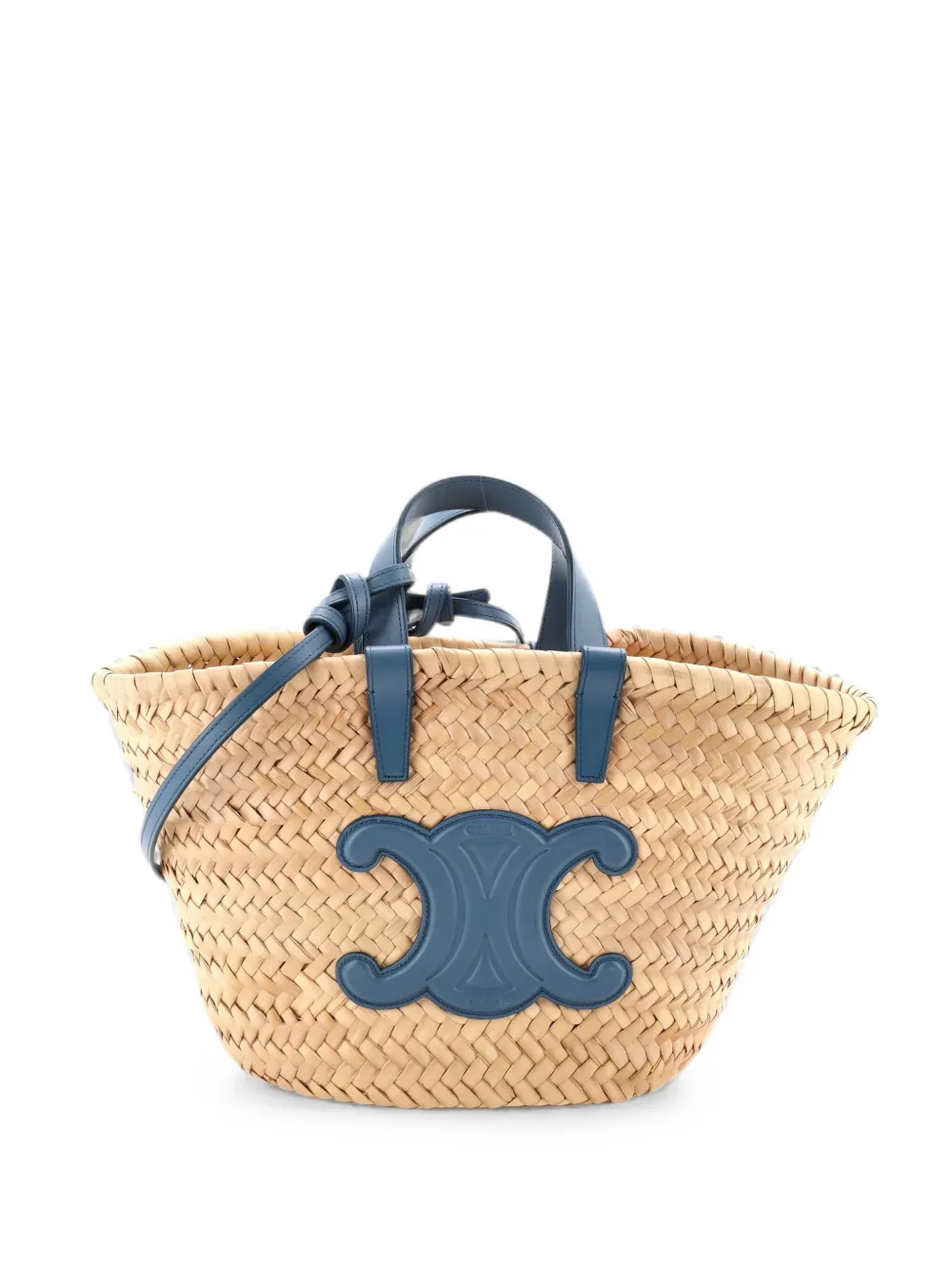 Celine Pre-Owned Triomphe Basket Raffia with Leather Teen shoulder bag - Blau