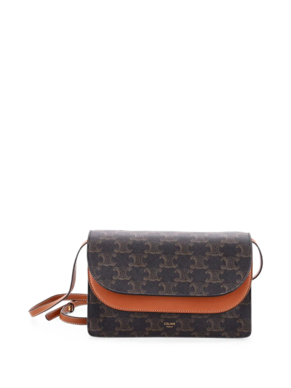 Celine Pre-Owned Wallet on Strap Triomphe Coated Canvas crossbody bag - Braun