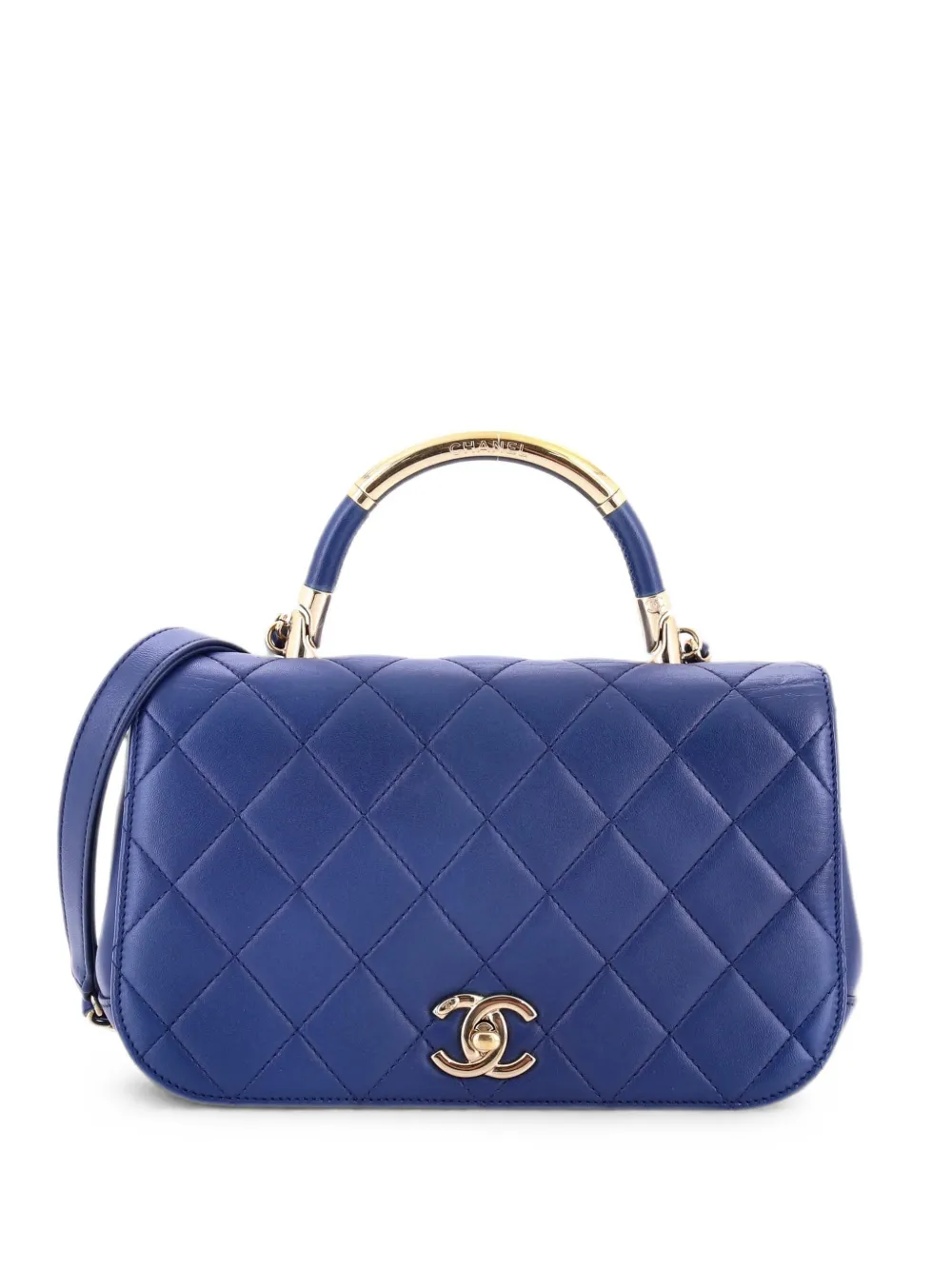 CHANEL Pre-Owned Carry Chic Flap Bag Quilted Lambskin Medium shoulder bag - Blu