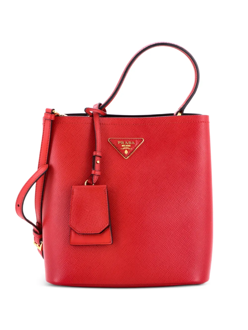 Prada Pre-Owned Panier Saffiano Leather Medium bucket bag - Rosso