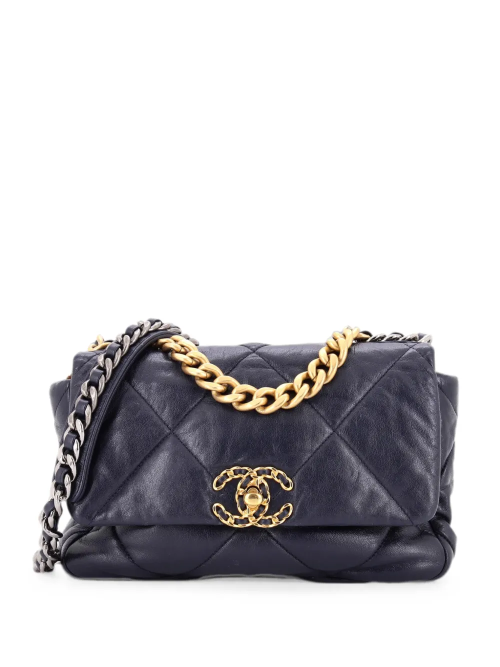 CHANEL Pre-Owned 19 Flap Bag Quilted Leather Medium crossbody bag - Blu