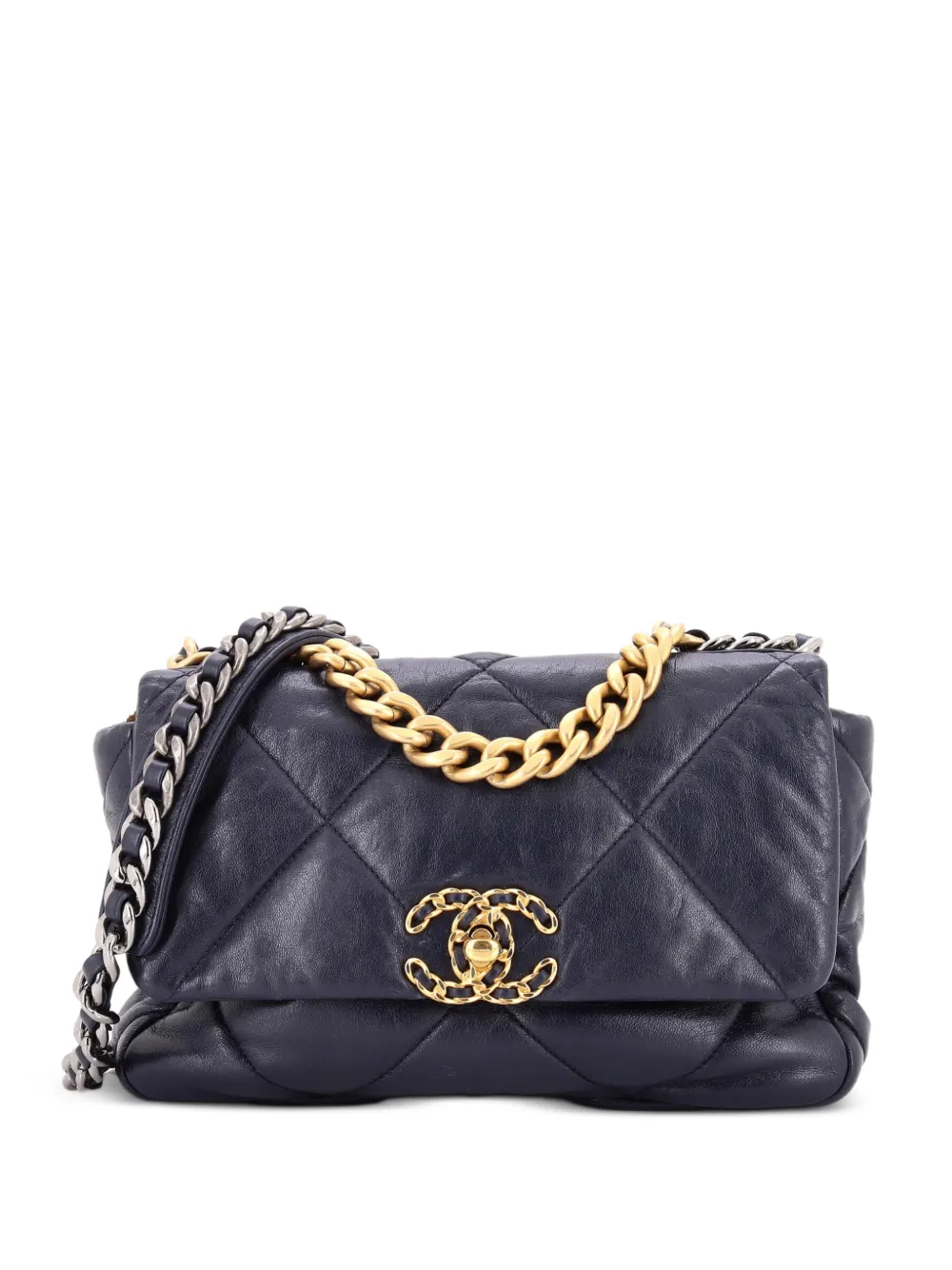 CHANEL Pre-Owned 19 Flap Bag Quilted Leather Medium crossbody bag - Blau