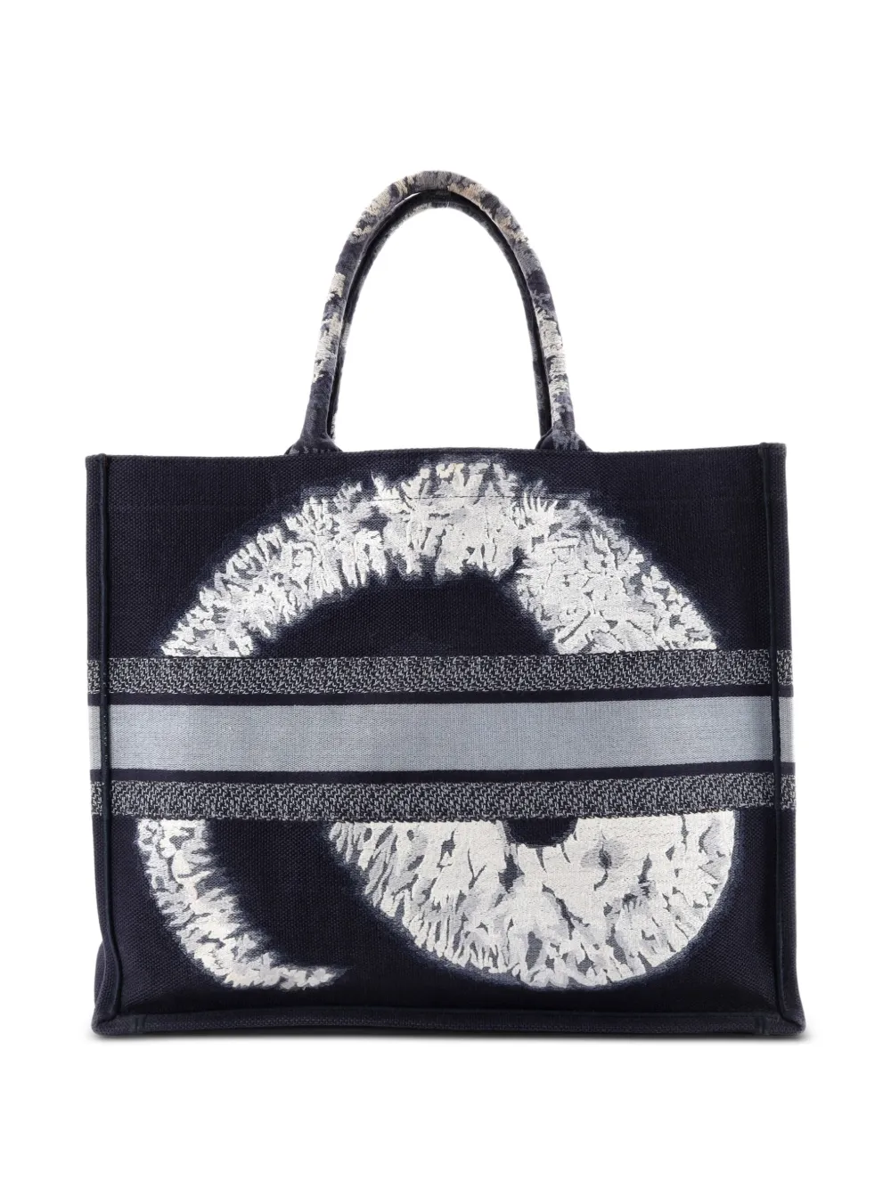 Dior Pre-owned Book Embroidered Canvas Large Tote Bag in Blue, view 2
