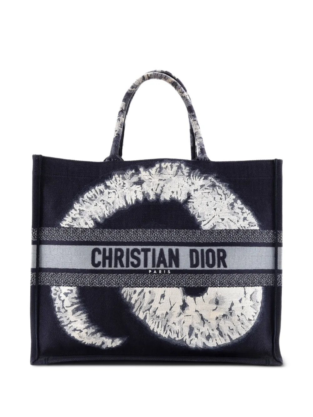 Dior Pre-owned Book Embroidered Canvas Large Tote Bag in Blue