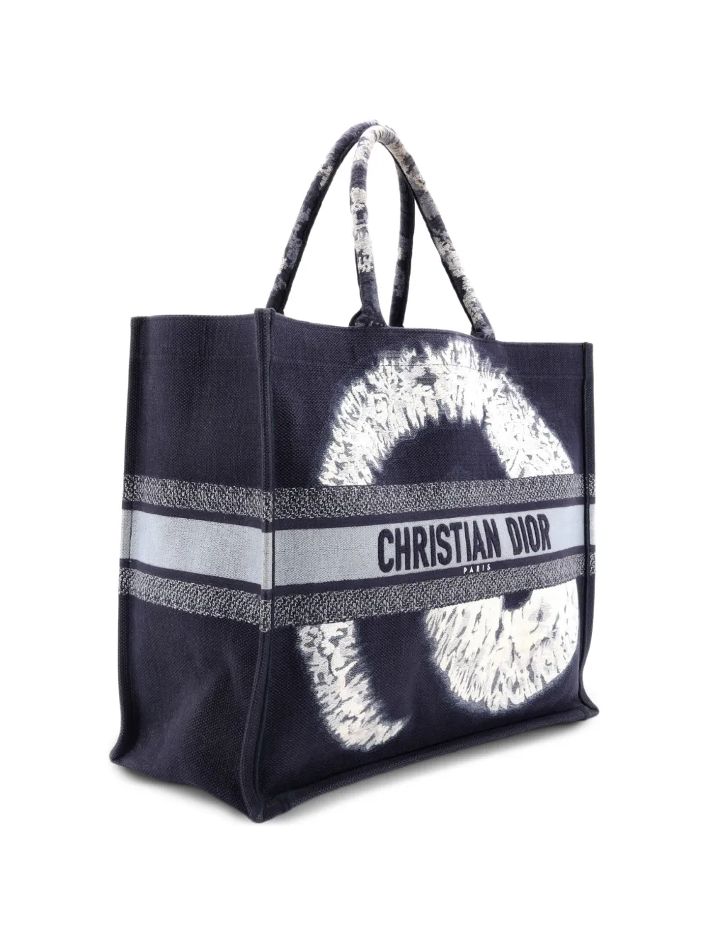 Dior Pre-owned Book Embroidered Canvas Large Tote Bag in Blue, view 3