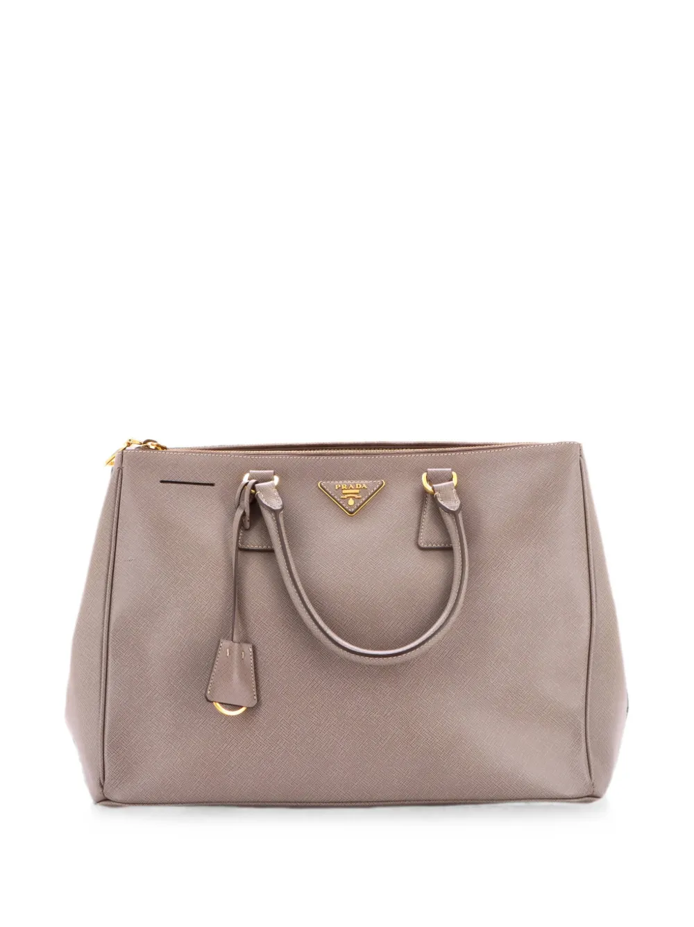 Prada Pre-Owned Große Lux Tote Bag aus Saffiano-Leder mit Zwei-Wege-Reißverschluss - Grau