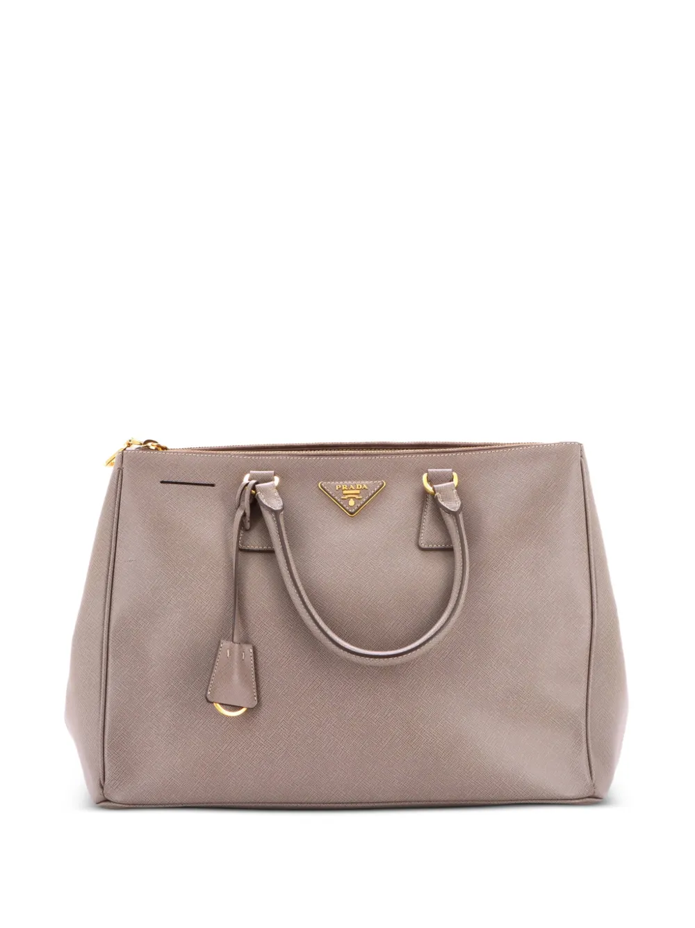 Prada Pre-Owned Große Lux Tote Bag aus Saffiano-Leder mit Zwei-Wege-Reißverschluss - Grau