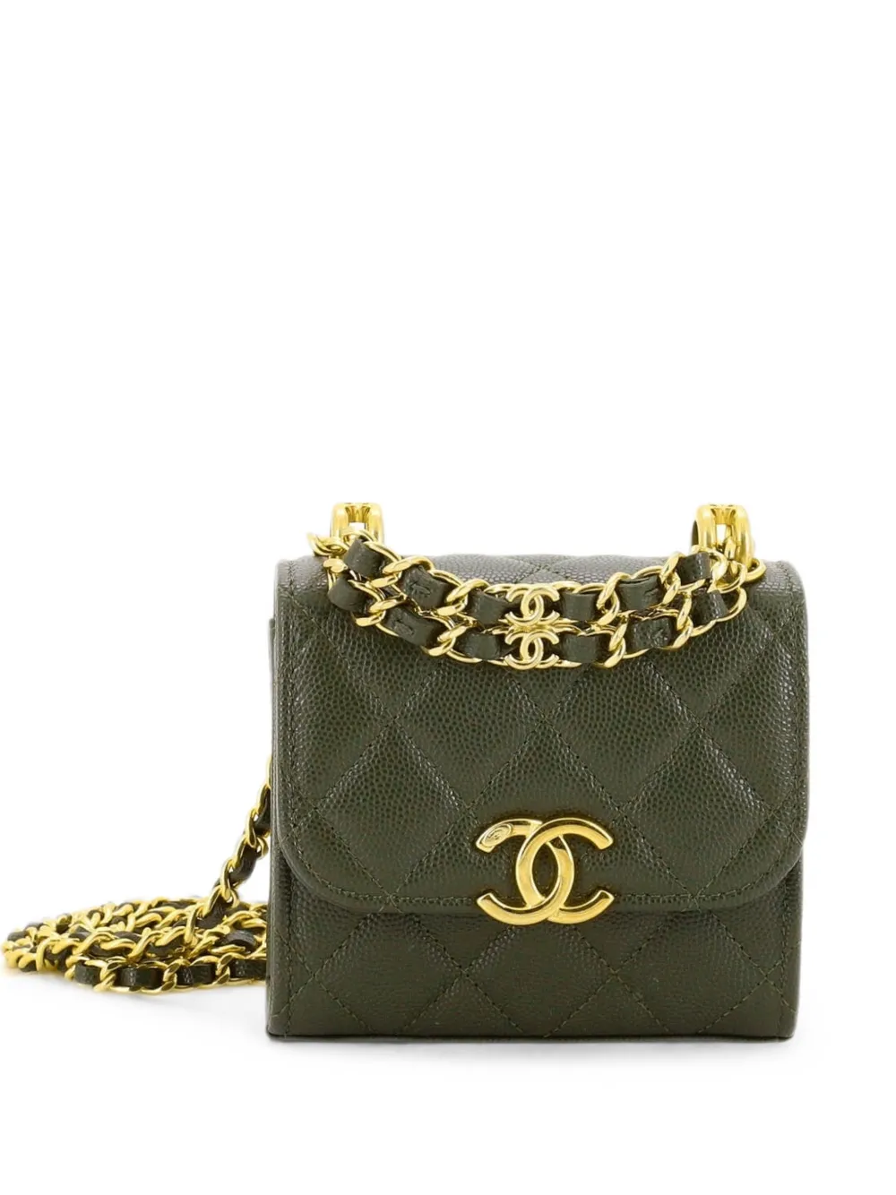 CHANEL Pre-Owned Coco First Clutch With Chain Quilted Caviar crossbody bag - Grün