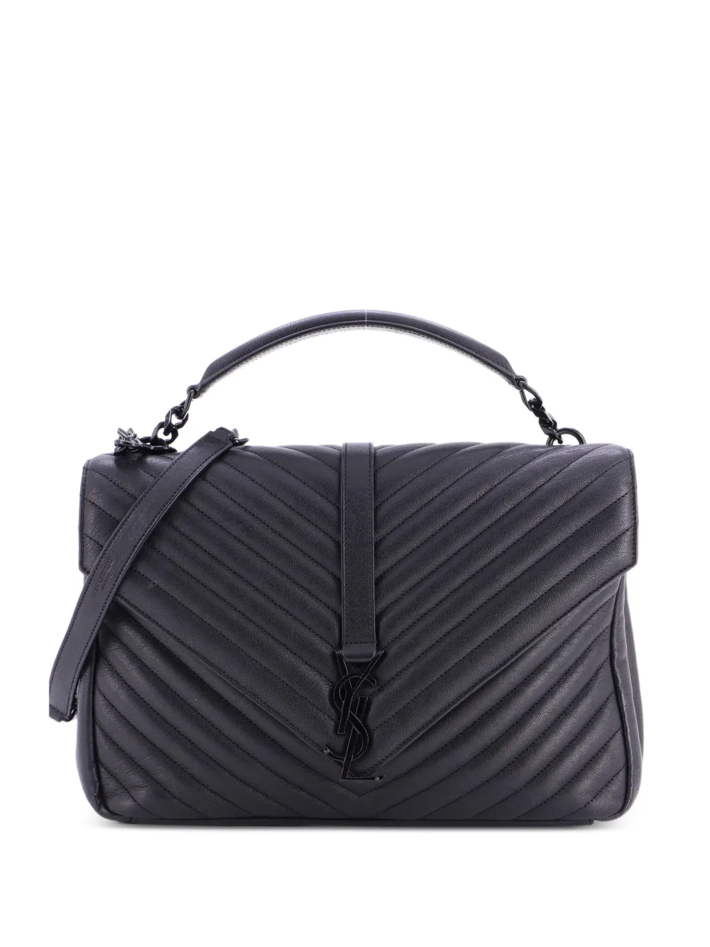 Saint Laurent Pre-Owned Classic Monogram College Bag Matelasse Chevron Leather Large shoulder bag - Schwarz