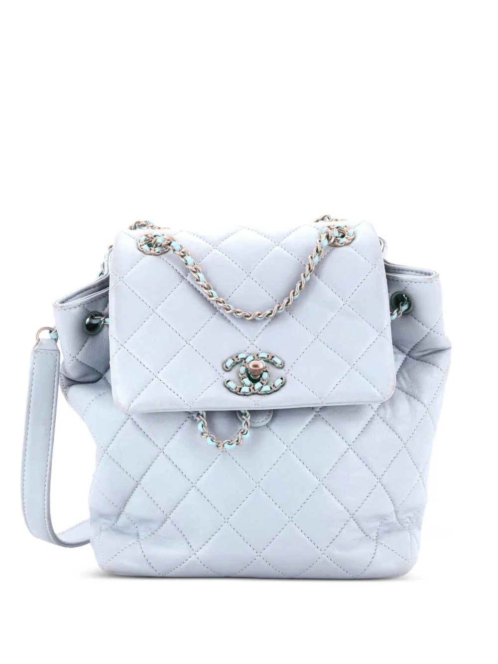 CHANEL Pre-Owned Chain Infinity Drawstring Quilted Lambskin Small backpack - Blau