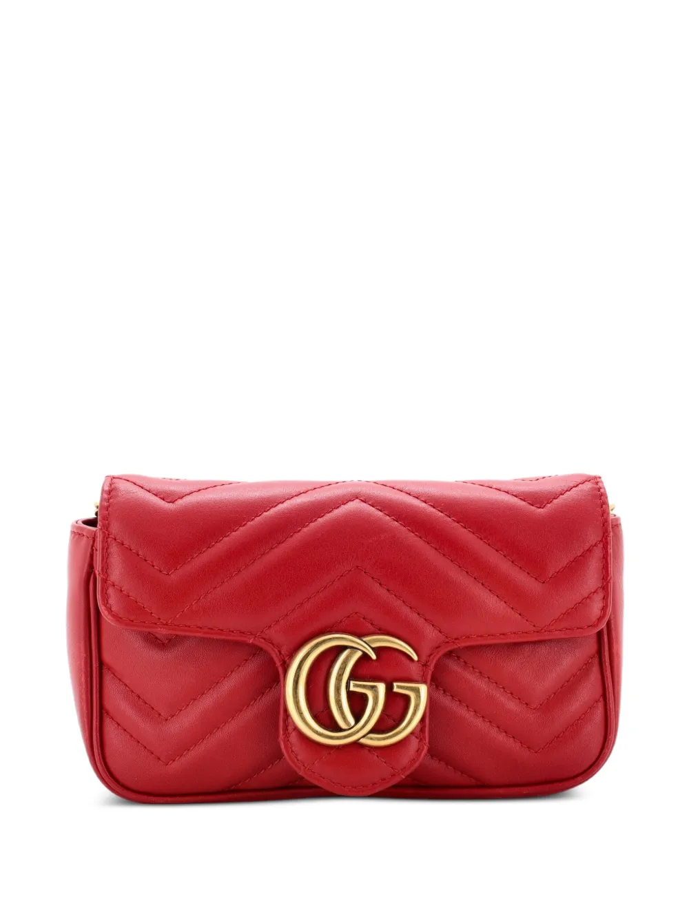 Gucci Pre-Owned GG Marmont Flap Bag Matelasse Leather Super Mini crossbody bag - Rosso