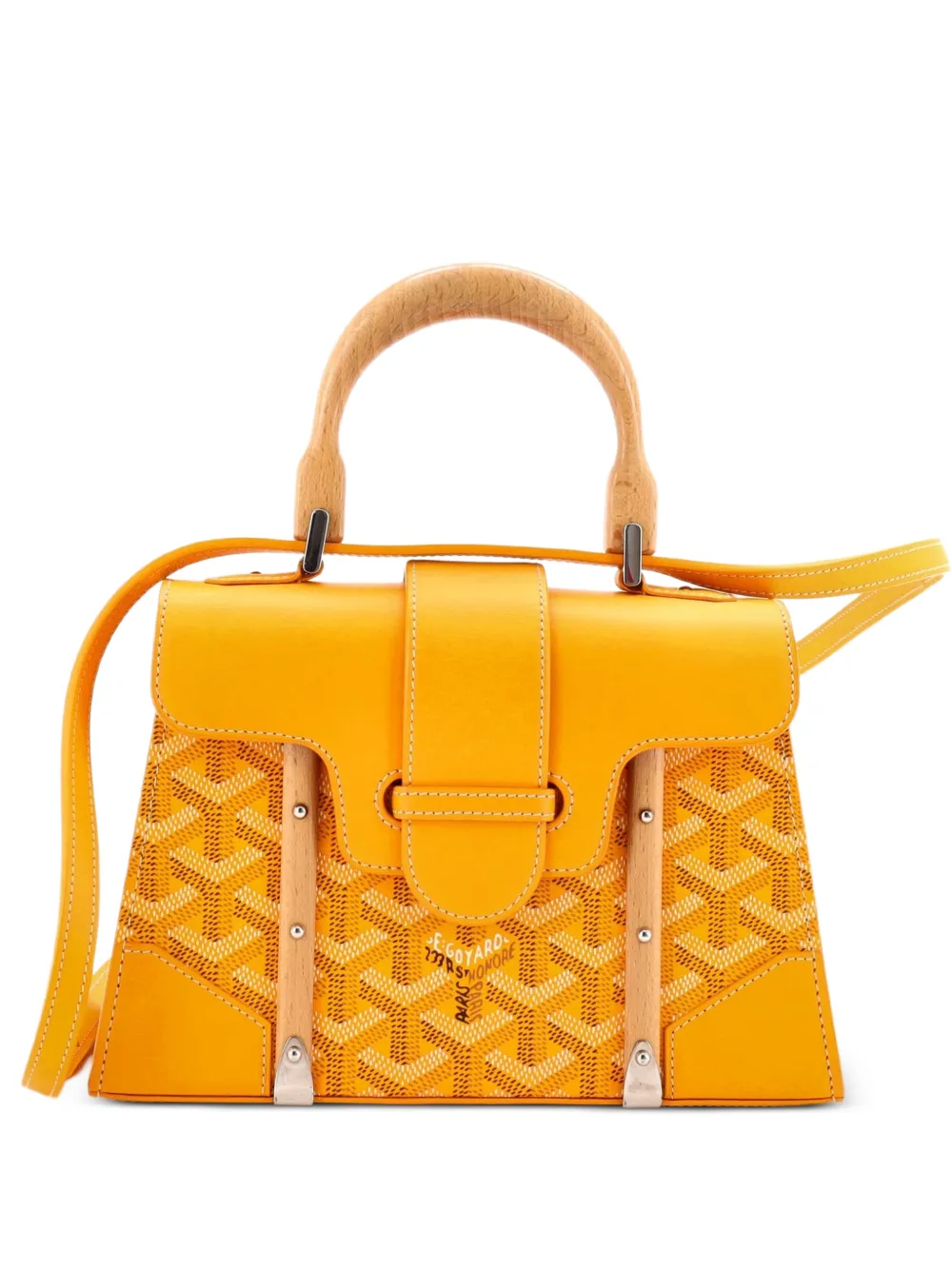 Goyard Pre-Owned Structured Saigon Top Handle Bag Coated Canvas with Leather Mini satchel - Giallo