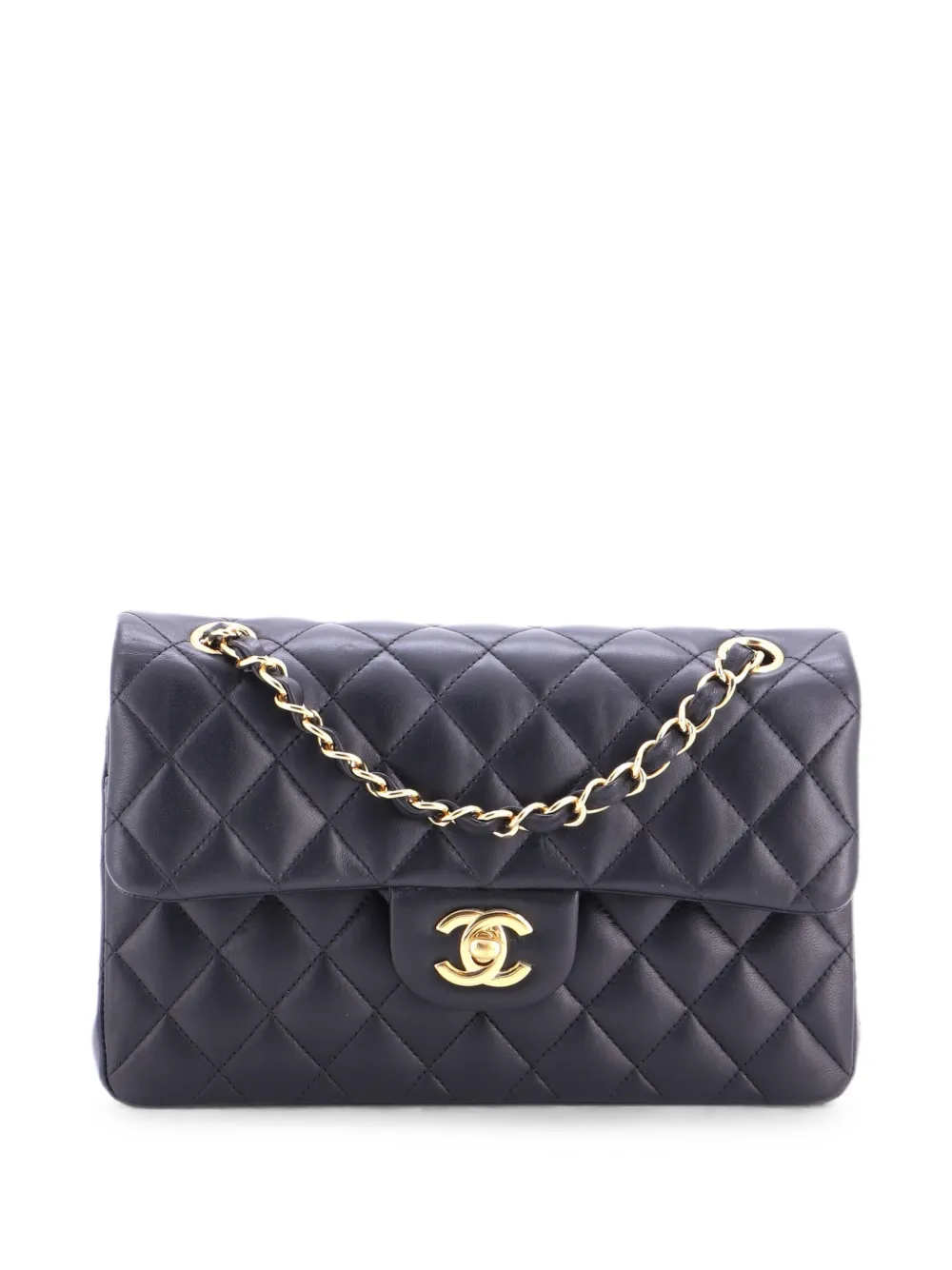 CHANEL Pre-Owned Classic Double Flap Bag Quilted Lambskin Small shoulder bag - Nero