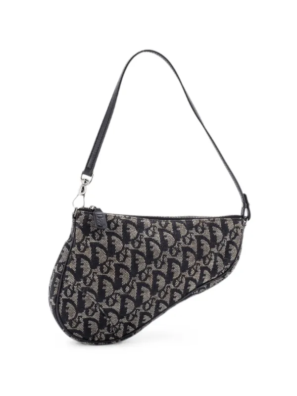 Dior Pre-owned Vintage Saddle Bag Diorissimo Canvas Mini Clutch Bag in Blue