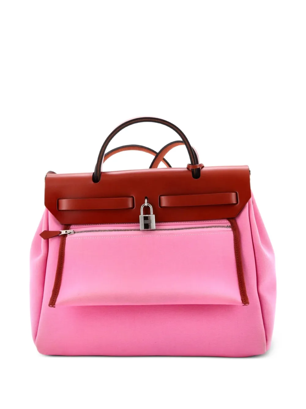 Hermès Pre-Owned Herbag Zip Leather and Toile 31 shoulder bag - Rosa