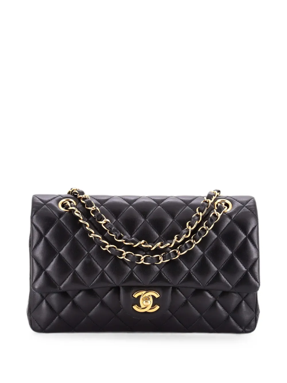 CHANEL Pre-Owned Classic Double Flap Bag Quilted Lambskin Medium shoulder bag - Nero