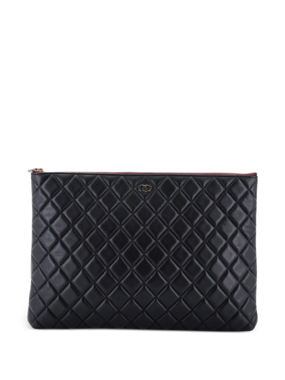 CHANEL Pre-Owned O Case Quilted Lambskin Large clutch bag - Schwarz