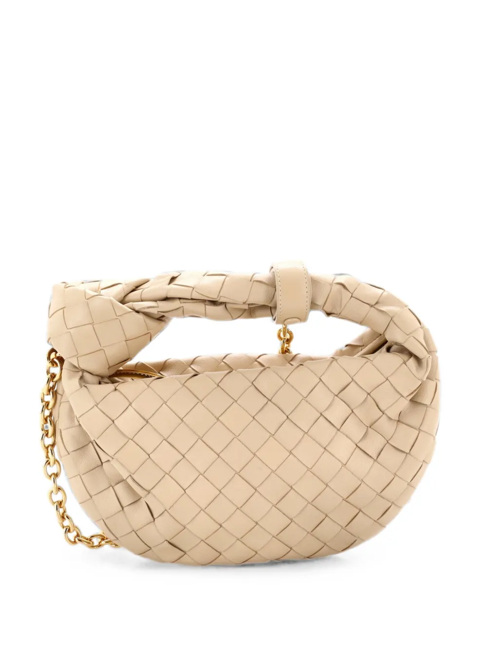 Bottega Veneta Pre-Owned Mini BV Jodie Chain Umhängetasche aus Nappaleder mit Intrecciato-Muster - Nude