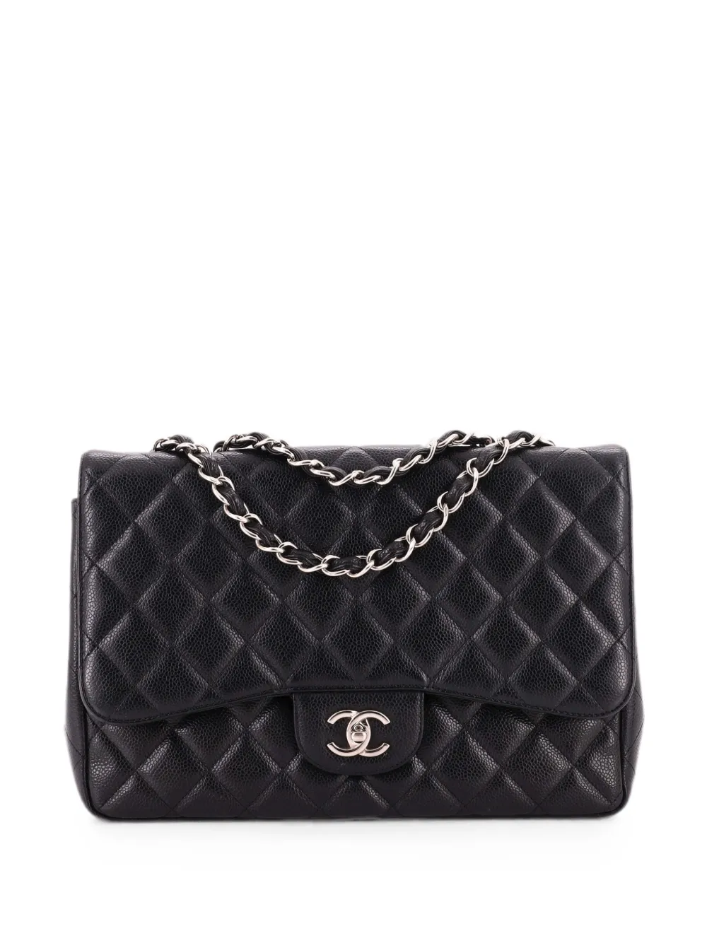 CHANEL Pre-Owned Classic Single Flap Bag Quilted Caviar Jumbo shoulder bag - Nero