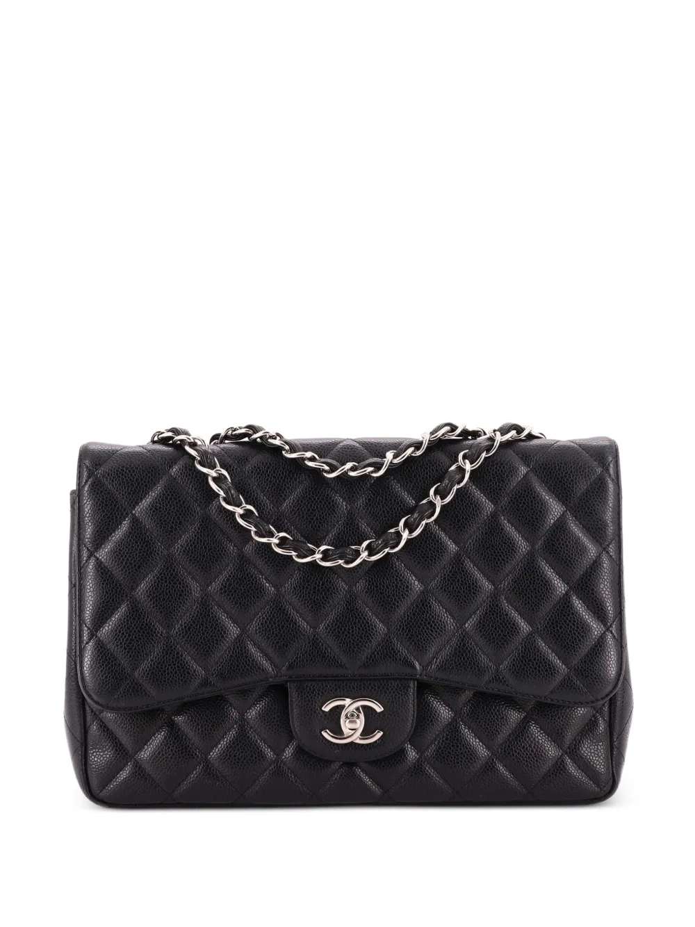 CHANEL Pre-Owned Classic Single Flap Bag Quilted Caviar Jumbo shoulder bag - Schwarz