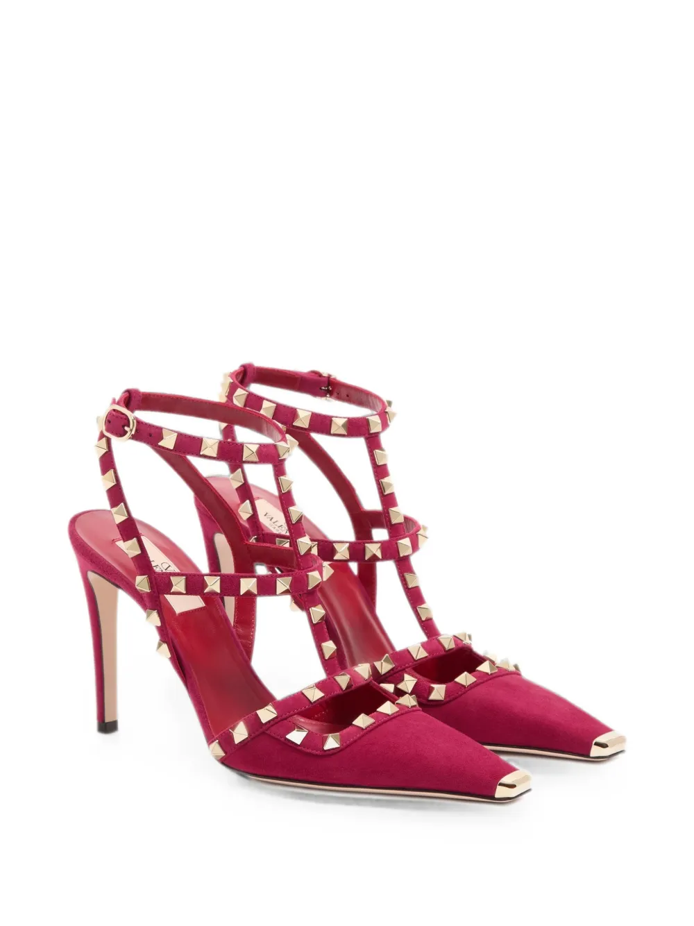 Valentino Garavani Rockstud suede pumps 100mm Roze