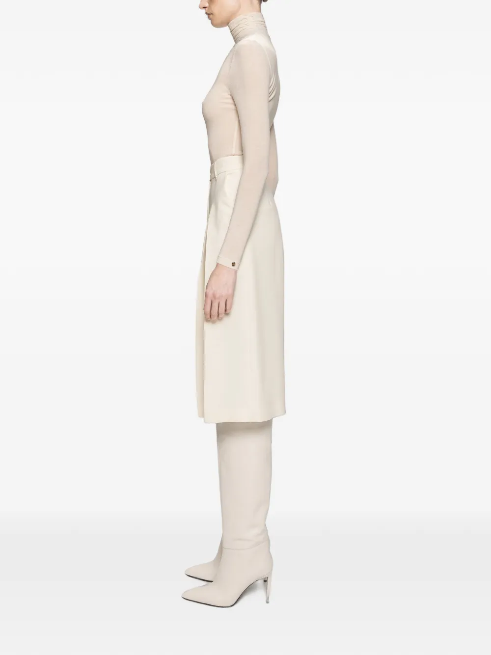 NISSA High-waist bermuda shorts Beige
