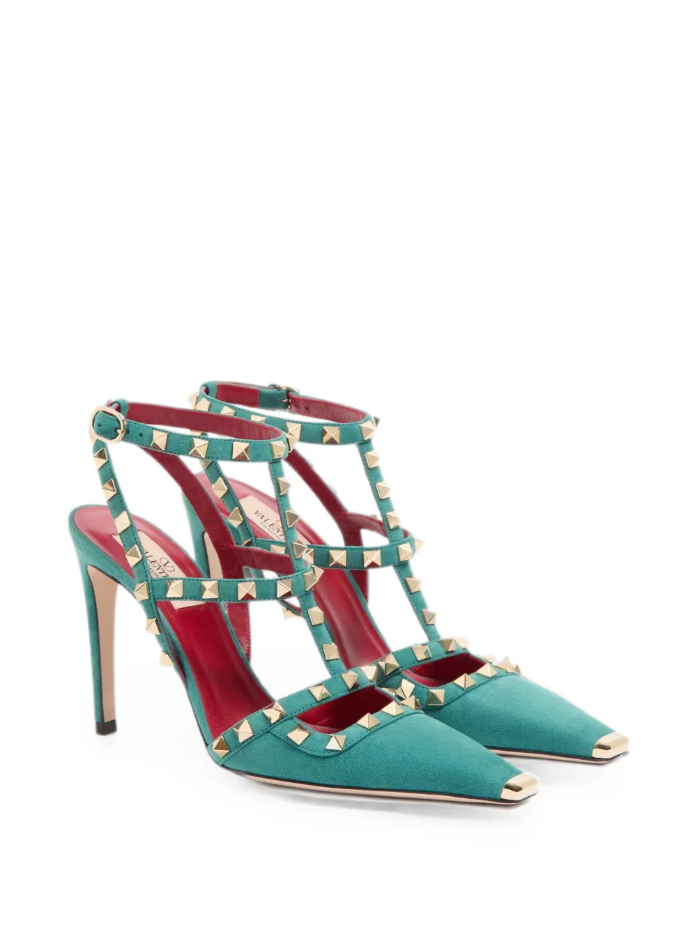 Valentino Garavani Rockstud suede pumps 100mm Groen