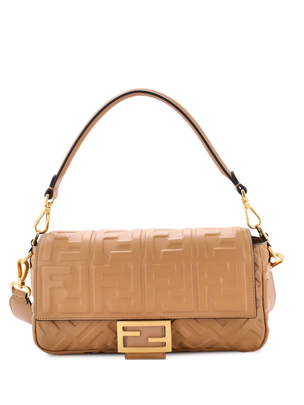 Fendi Pre-Owned Baguette NM Bag Zucca Embossed Leather Medium crossbody bag - Marrone