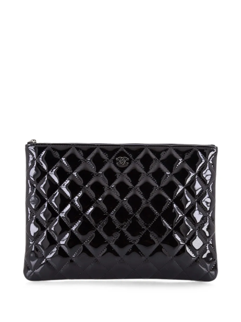 CHANEL Pre-Owned O Case Quilted Patent Medium clutch bag - Nero