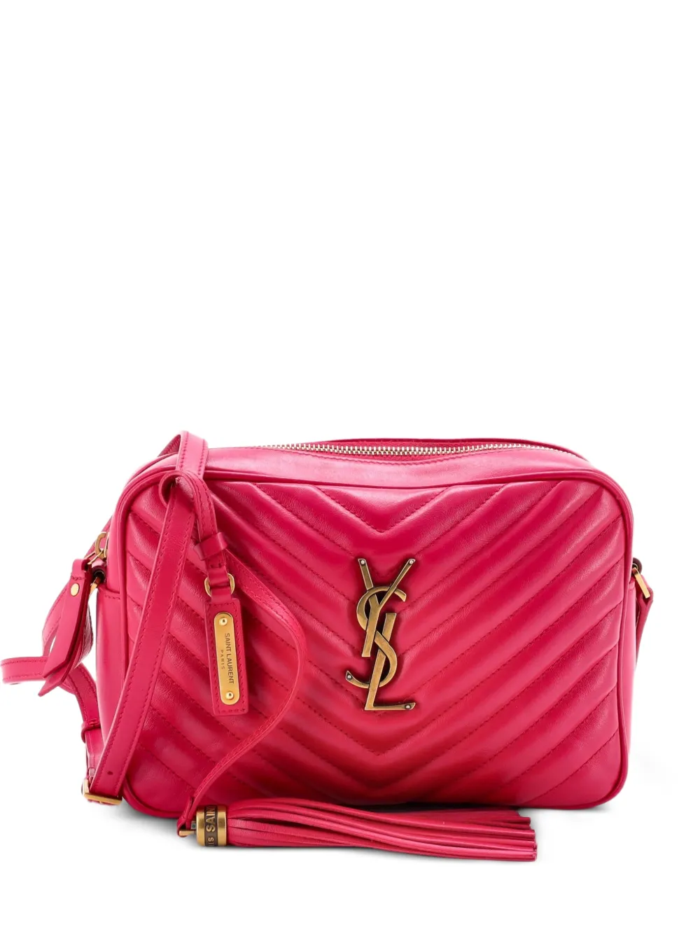 Saint Laurent Pre-Owned Kleine Lou Matelasse Umhängetasche aus Leder mit Zickzackmuster - Schwarz
