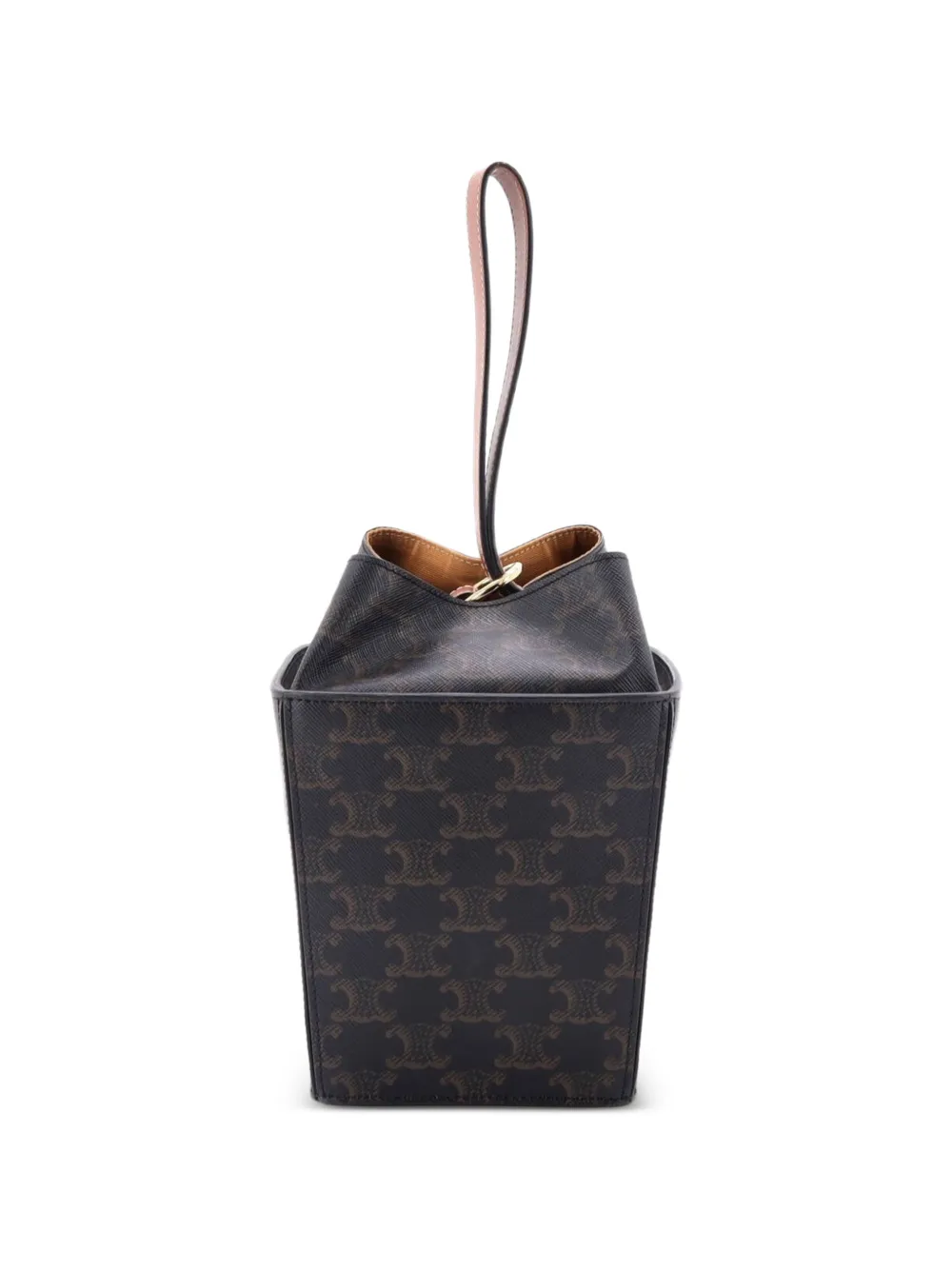Celine Pre-Owned Strap Box Top Handle Bag Triomphe Coated Canvas satchel - Marrone