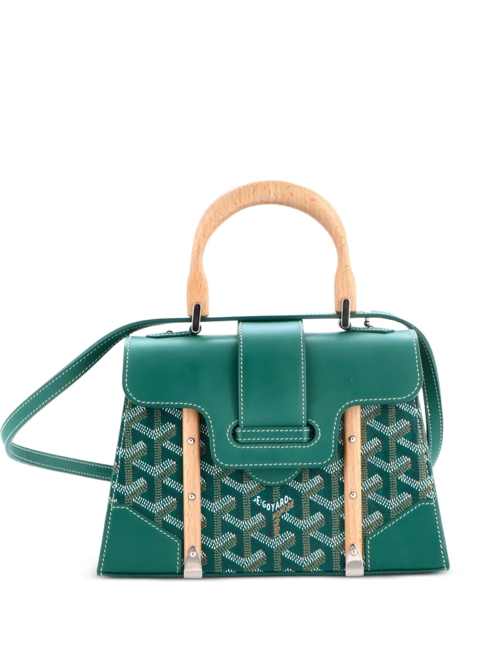 Goyard Pre-Owned Structured Saigon Top Handle Bag Coated Canvas with Leather Mini satchel - Verde