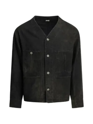 Ralph Lauren RRL press-stud Leather Overshirt | Black | FARFETCH