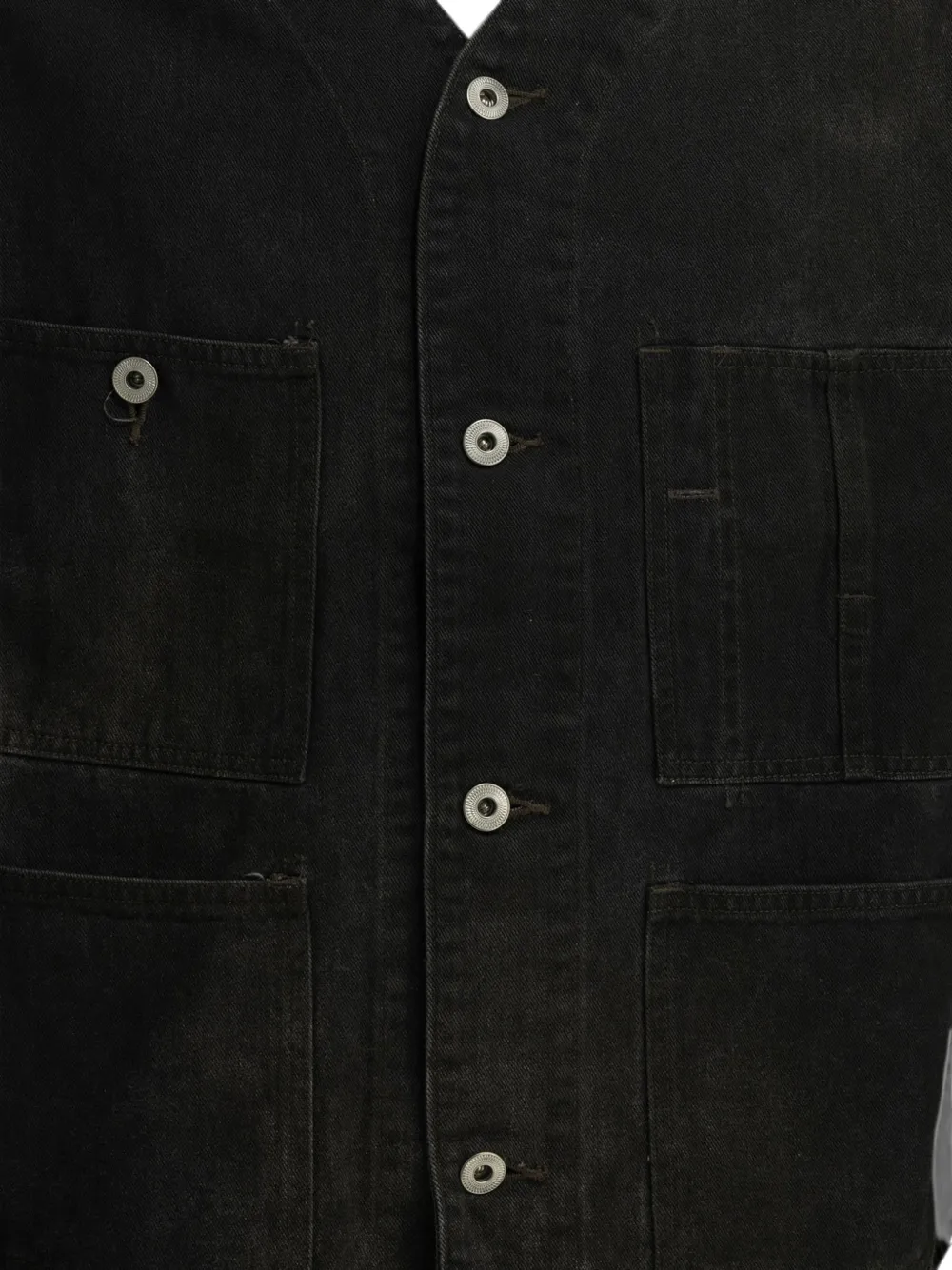 A.PRESSE Engineer kraagloos denim jack met meerdere zakken Zwart