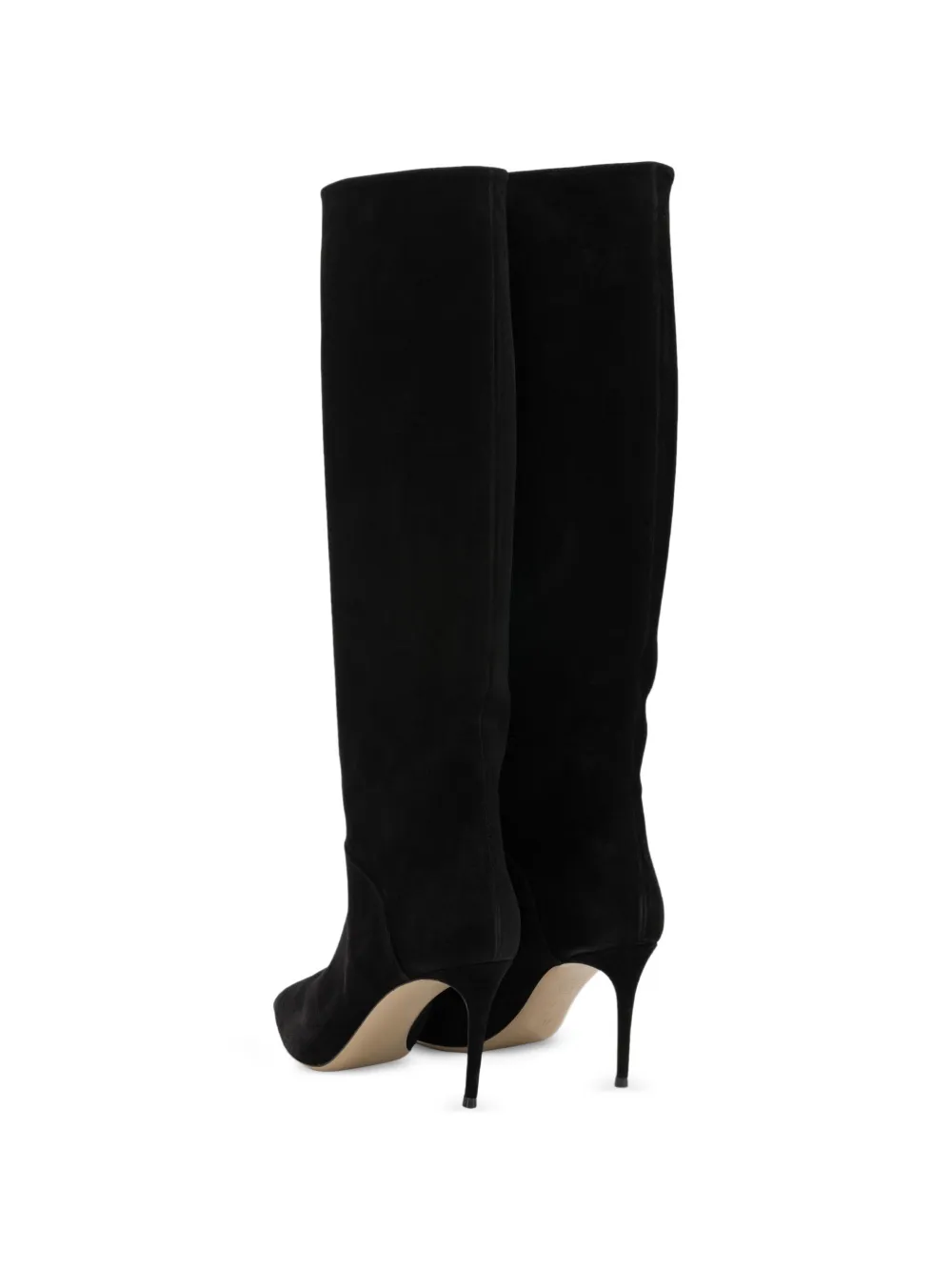 Casadei Renna suede pointed-toe knee-high boots Zwart