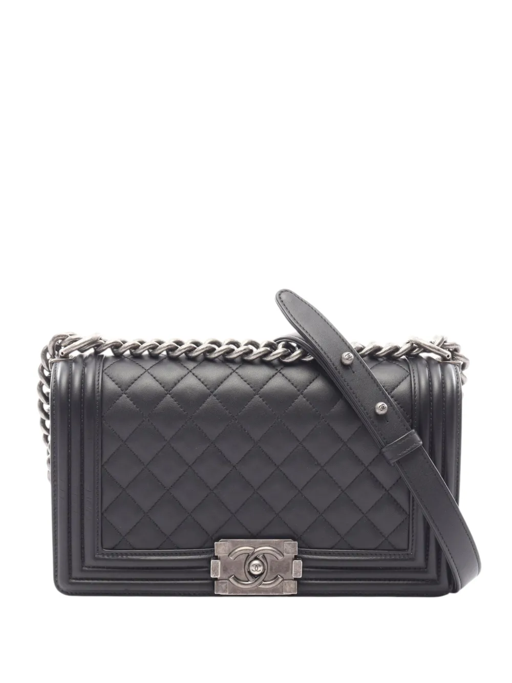 CHANEL Pre-Owned 2018 Old Medium Quilted Lambskin Boy Flap crossbody bag - Nero