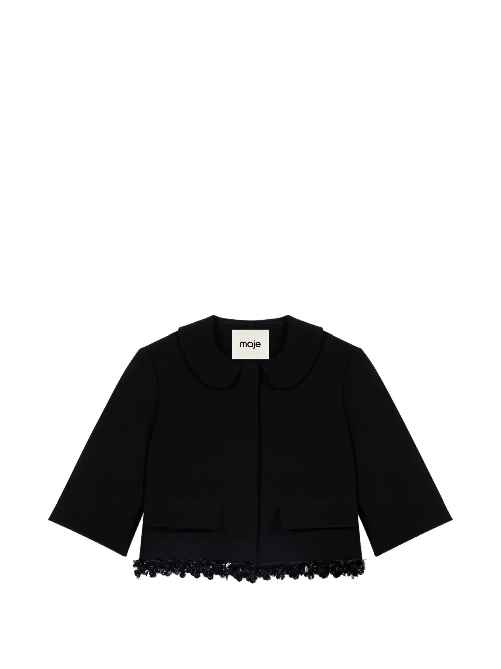 Maje Cropped-Jacke mit Pailletten - Schwarz
