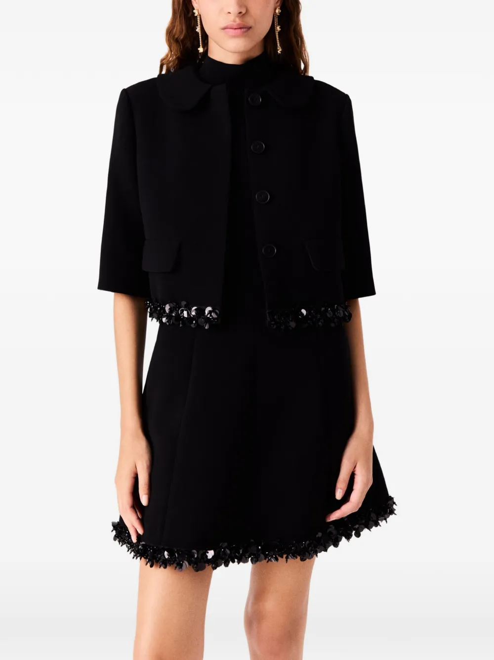 Maje Cropped blazer verfraaid met pailletten Zwart