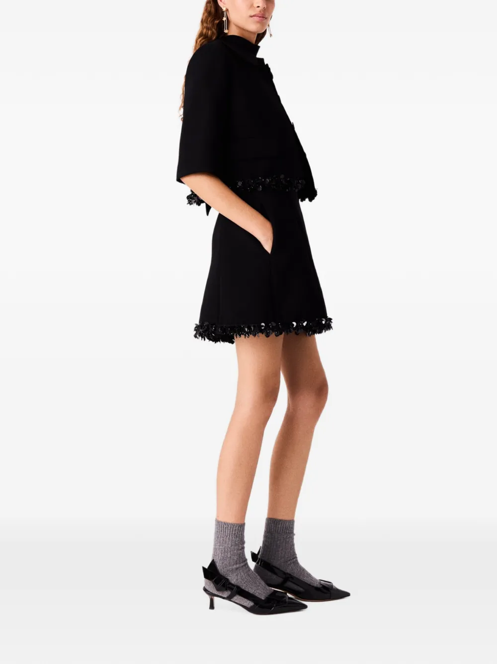 Maje Cropped blazer verfraaid met pailletten Zwart