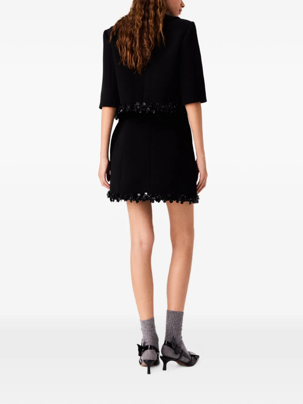 Maje Cropped blazer verfraaid met pailletten Zwart