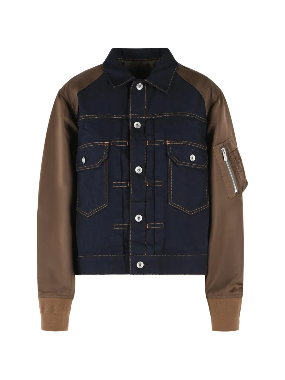 sacai contrast-stitch denim jacket - Blau