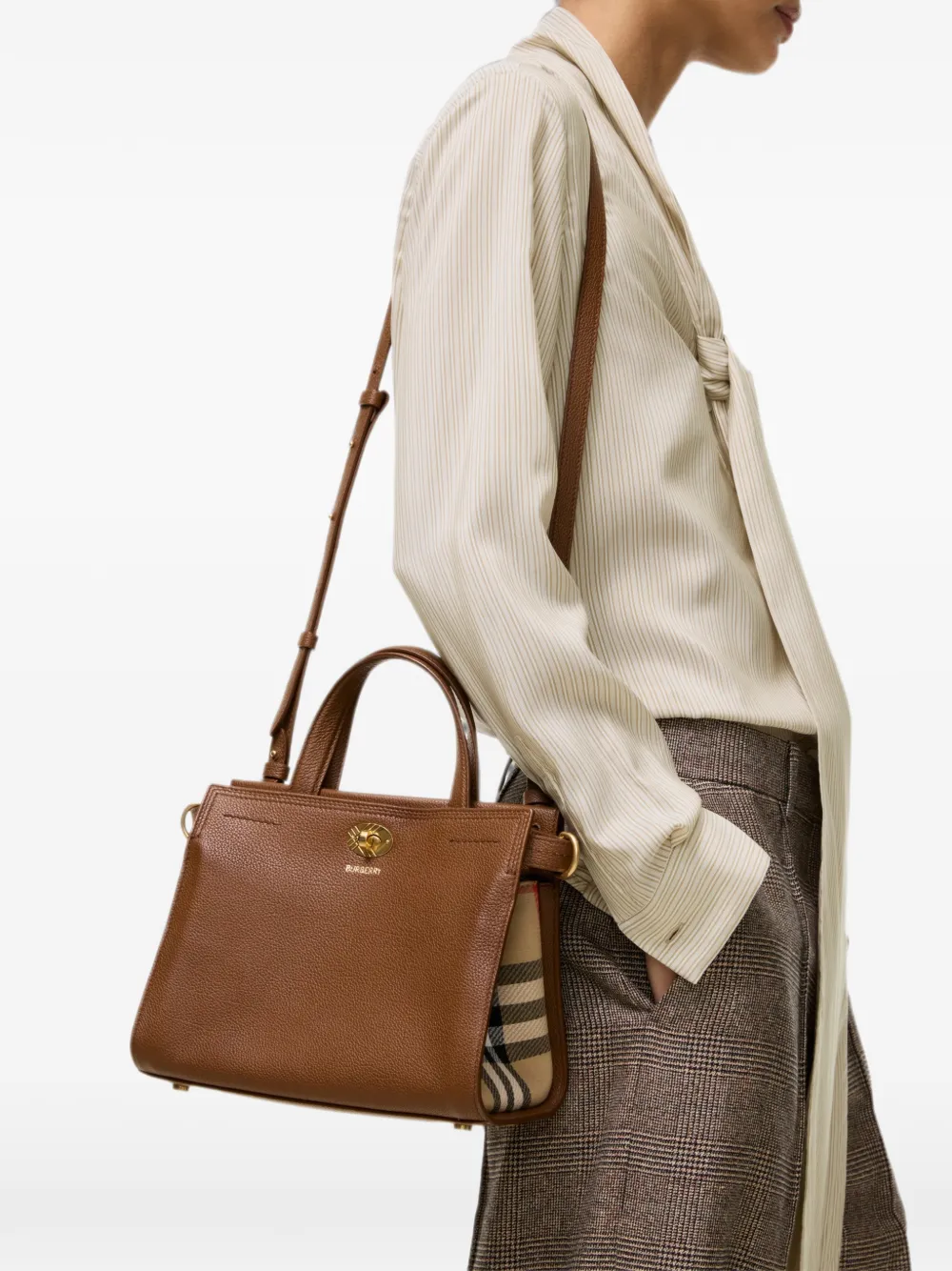 Burberry Cotswolds geruite mini-shopper Bruin