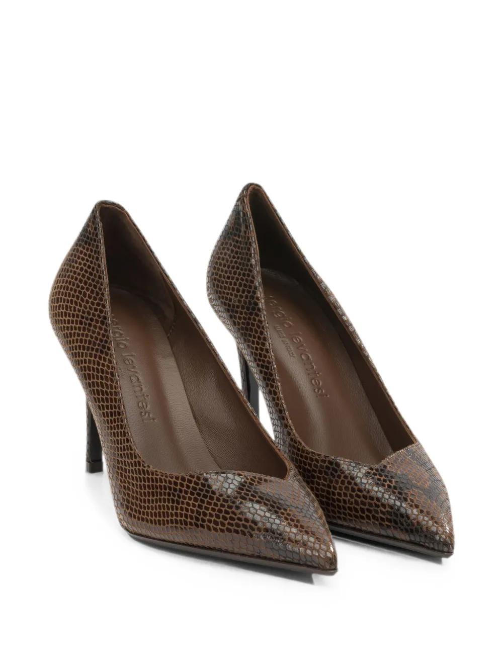 Sergio Levantesi snakeskin-effect pointed-toe pumps Bruin