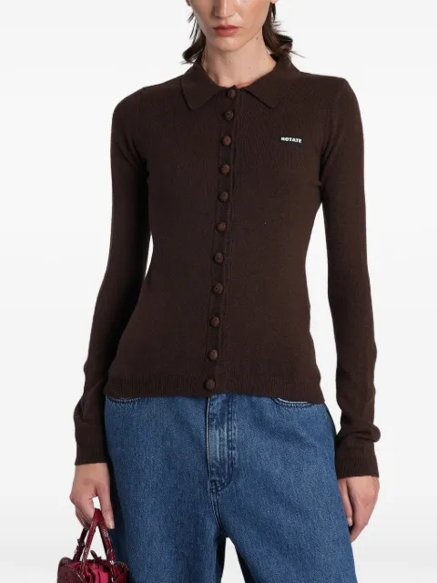 ROTATE BIRGER CHRISTENSEN knitted polo top dark brown