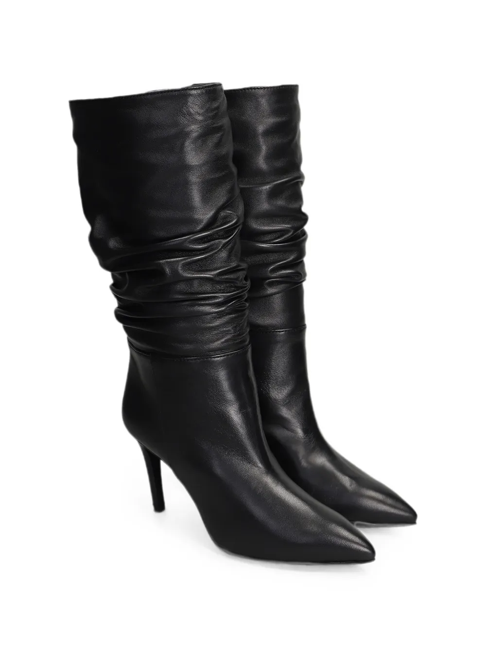 Via Roma 15 ruched pointed-toe boots Zwart