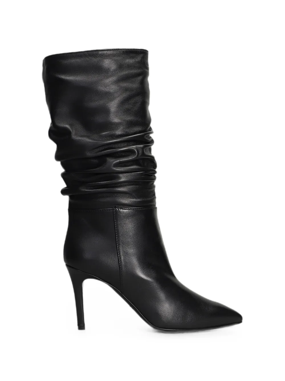 Via Roma 15 ruched pointed-toe boots Zwart