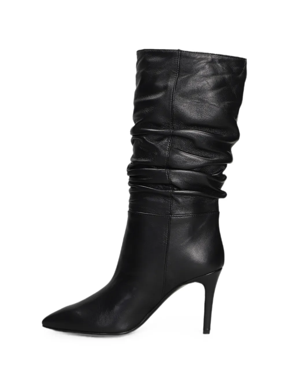 Via Roma 15 ruched pointed-toe boots Zwart