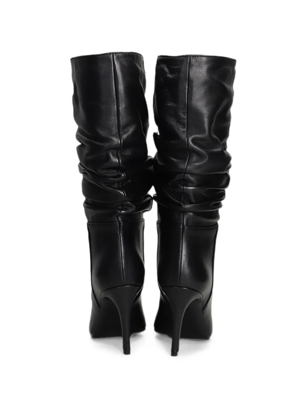 Via Roma 15 ruched pointed-toe boots Zwart