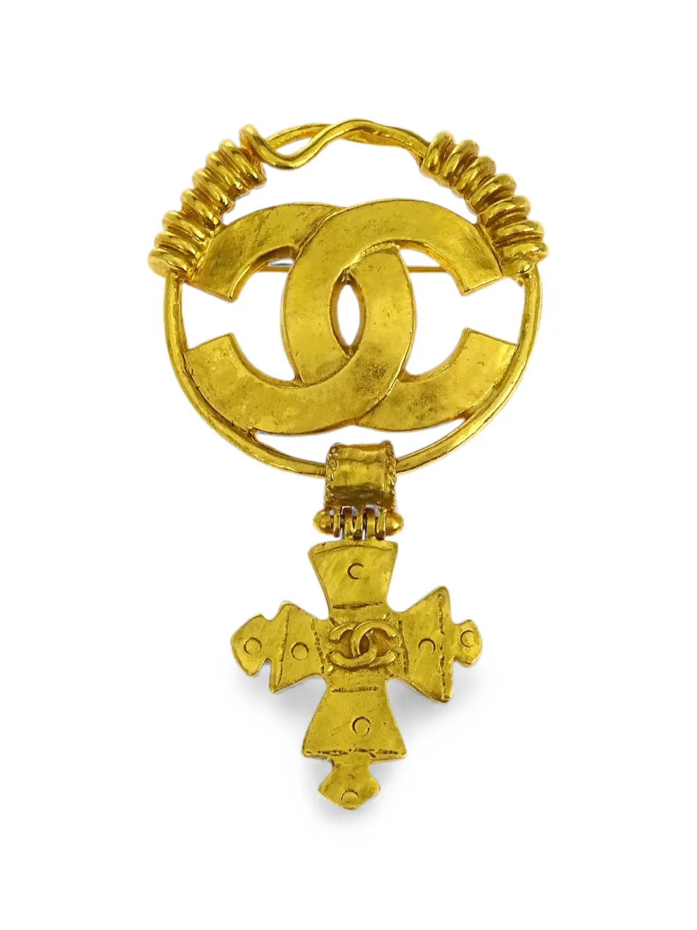CHANEL Pre-Owned 1994 interlocking CC cross brooch - Oro