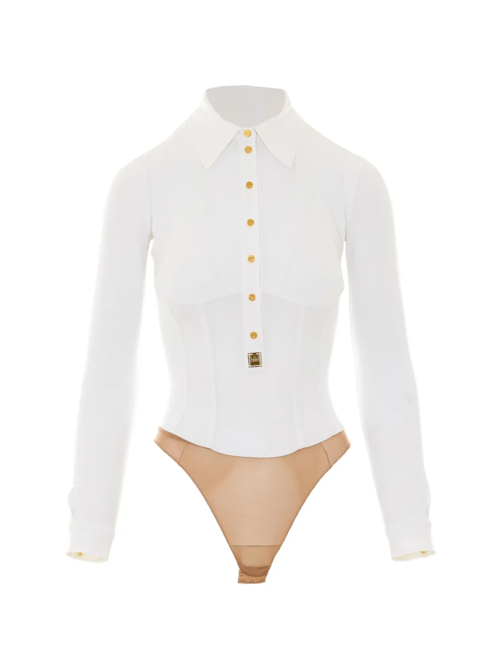Elisabetta Franchi button-up long-sleeve body - Weiß